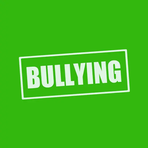 BULLYING texto blanco sobre fondo verde rectángulo — Foto de Stock