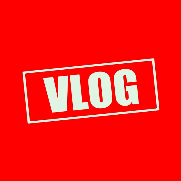Vlog branco redação no retângulo fundo vermelho — Fotografia de Stock