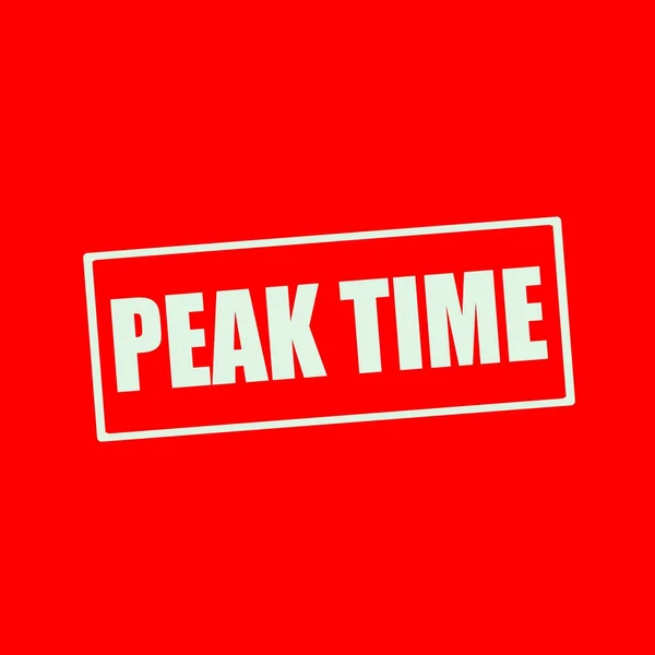 PEAK TIME white wording on rectangle red background — Stock Photo, Image