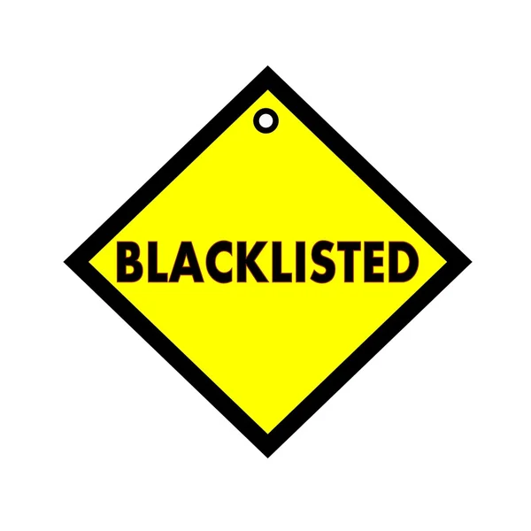 Βαλμένα στη μαύρη λίστα μαύρο διατύπωση σε τετράγωνο κίτρινο φόντο — Φωτογραφία Αρχείου