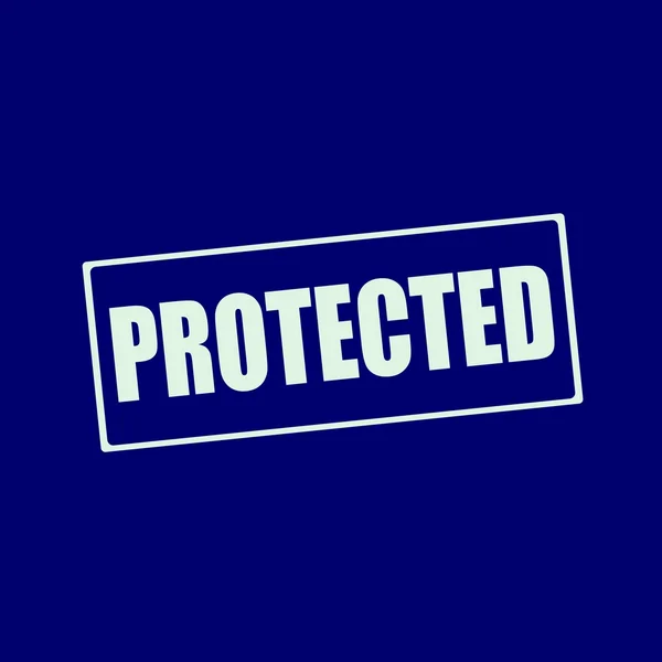 Beschermd witte tekst op achtergrond rechthoek blauw-zwart — Stockfoto