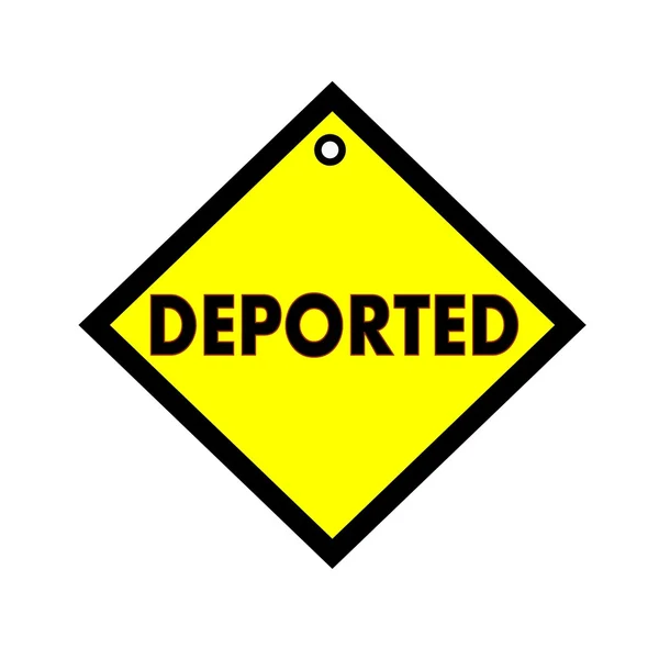 被驱逐出境的黑色文字在方形的黄色背景 — 图库照片