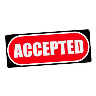 kırmızı bir arka plan siyah çerçeve beyaz açıklamalarıyla kabul