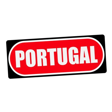 Portekiz beyaz açıklamalarıyla kırmızı bir arka plan siyah çerçeve