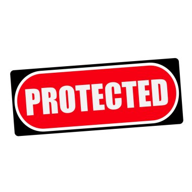 kırmızı bir arka plan siyah çerçeve beyaz açıklamalarıyla korumalı