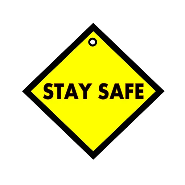 STAY SAFE black wording on quadrate yellow background — Stock Photo, Image