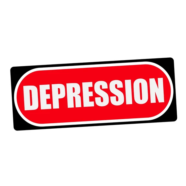 DEPRESSION white wording on red background  black frame — Stock Photo, Image