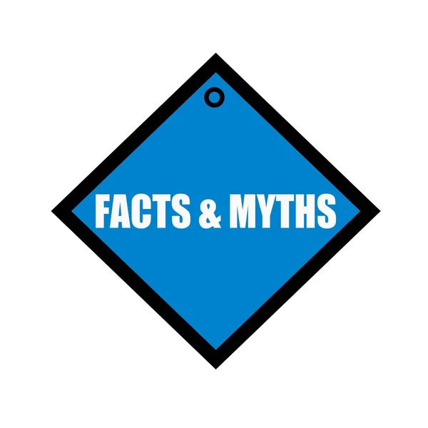 FACTS & MYTHS біле формулювання на чотирикутному синьому фоні — стокове фото