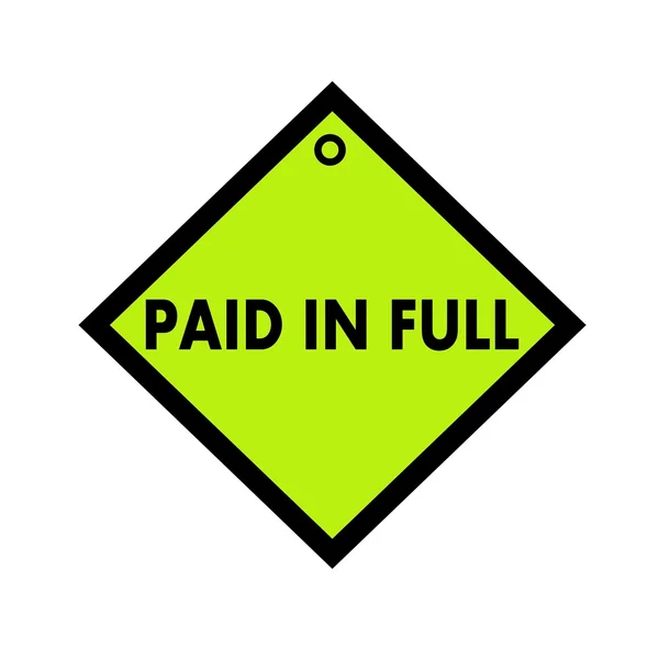 Paid in full black wording on quadrate green background — Stock Photo, Image