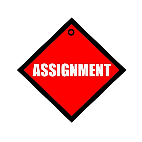 ASSIGNMENT black wording on quadrate red background — Stock Photo, Image