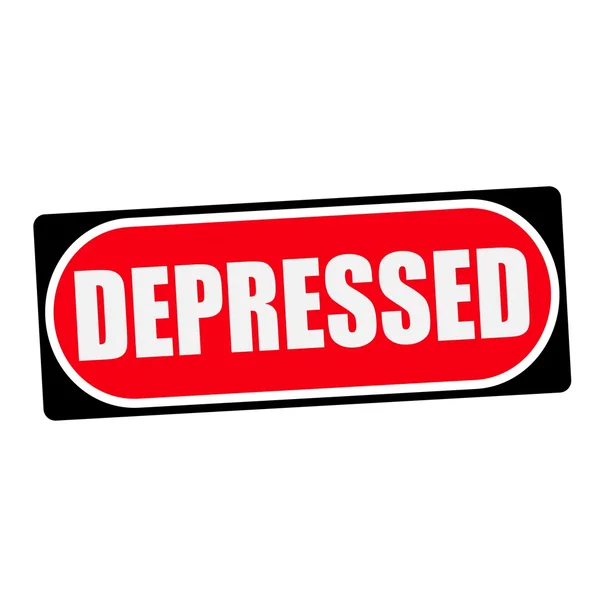 Depressed white wording on red background  black frame — Stock Photo, Image