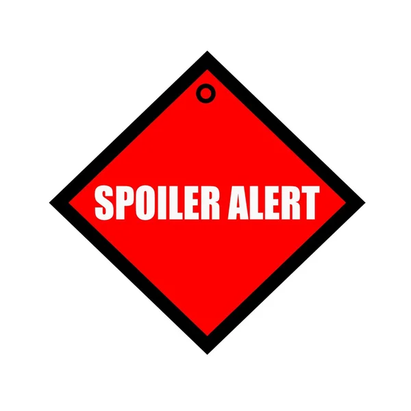 Spoiler-Alarm schwarze Aufschrift auf quadratischem rotem Hintergrund — Stockfoto