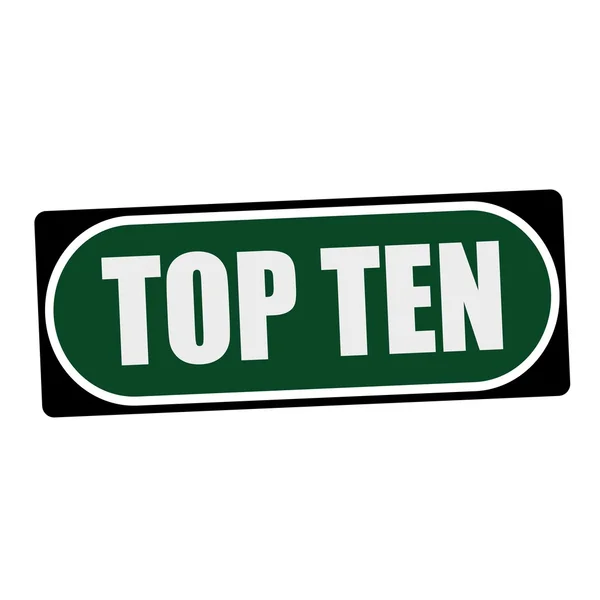 Top Ten megfogalmazása a zöld háttér fekete keret fehér — Stock Fotó