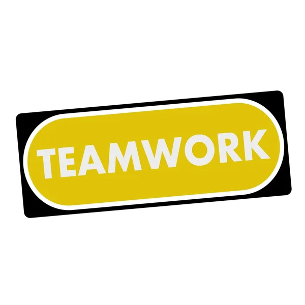 Teamwork white wording no fundo amarelo quadro preto — Fotografia de Stock