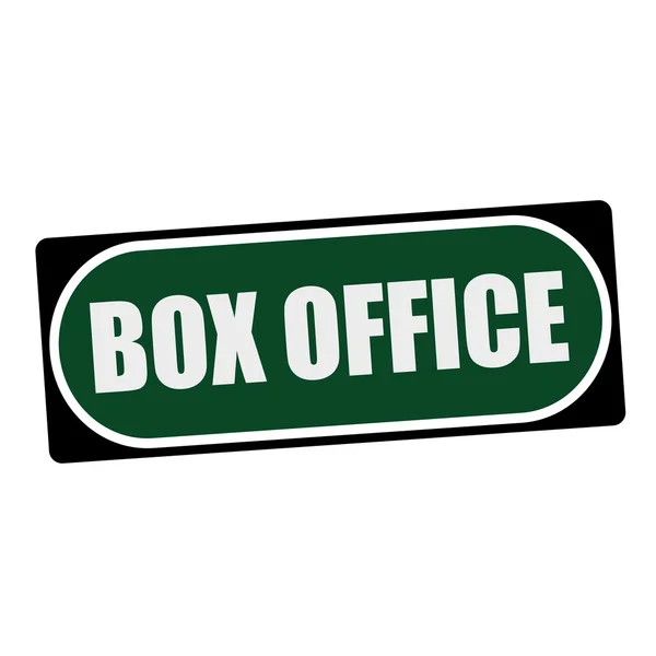 BOX OFFICE белая надпись на зеленом фоне в черной рамке — стоковое фото