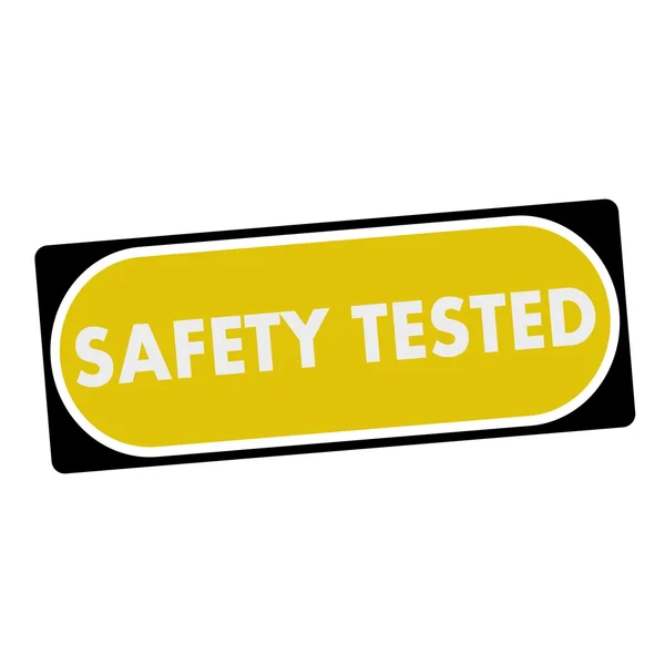 Segurança testado formulação branca no fundo amarelo quadro preto — Fotografia de Stock