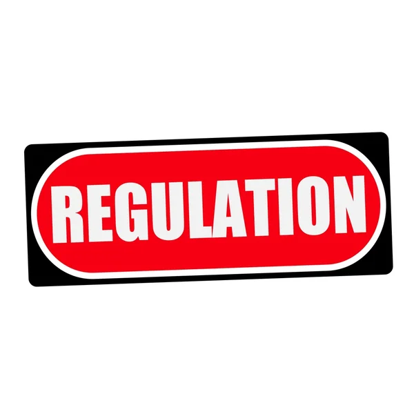 Regulación texto blanco sobre fondo rojo marco negro — Foto de Stock