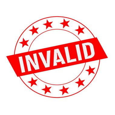 Geçersiz beyaz kırmızı dikdörtgen ve daire kırmızı yıldızlar ifadeler