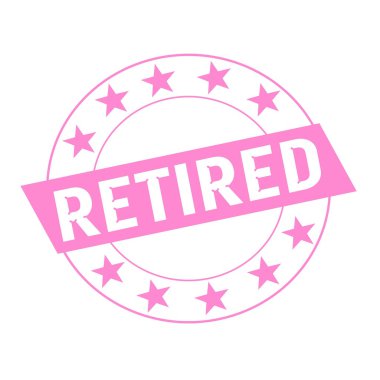 Beyaz pembe daire ve dikdörtgen üzerinde ifadeler pembe yıldız emekli