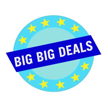 büyük fırsatlar beyaz daire ve mavi dikdörtgen mavi yıldız ifadeler