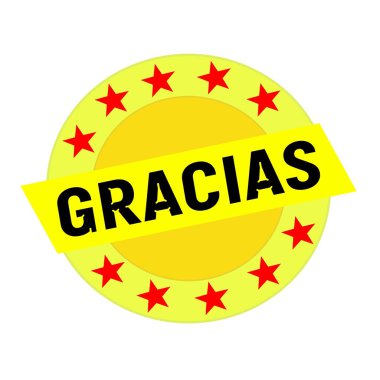 Gracias siyah daire ve sarı dikdörtgen sarı yıldız ifadeler