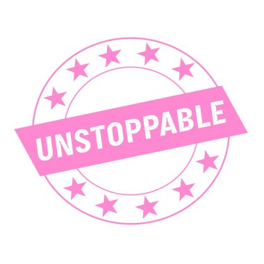 UNSTOPPABLE white wording on pink Rectangle and Circle pink stars clipart