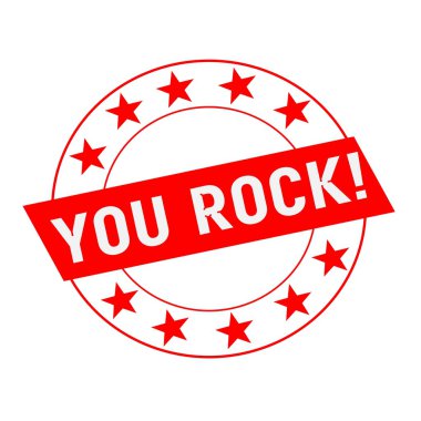 Siz Rock daire ve kırmızı dikdörtgen kırmızı yıldızlar ifadeler beyaz