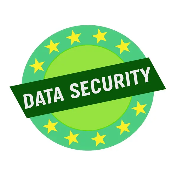 Data security white wording on green Rectangle and Circle green stars — Stock Photo, Image