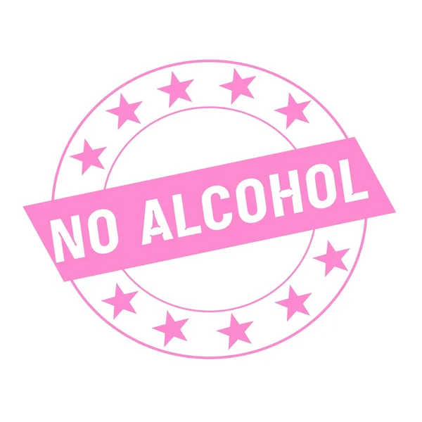 NO ALCOHOL texto blanco sobre rosa rectángulo y círculo estrellas de color rosa —  Fotos de Stock