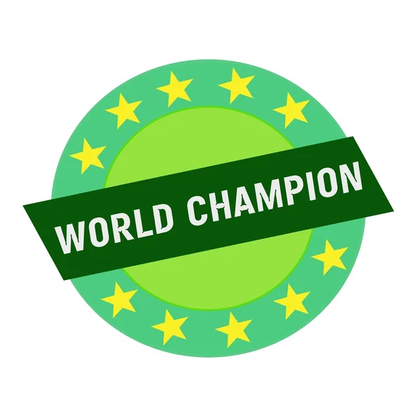 World Champion vit formulering på grön rektangel och cirkel gröna stjärnor — Stockfoto