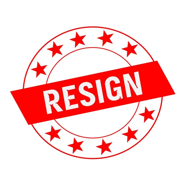 RESIGN white wording on red Rectangle and Circle red stars — Stock Photo, Image