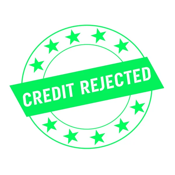 Crédito rechazado texto blanco en verde rectángulo y Círculo estrellas verdes —  Fotos de Stock