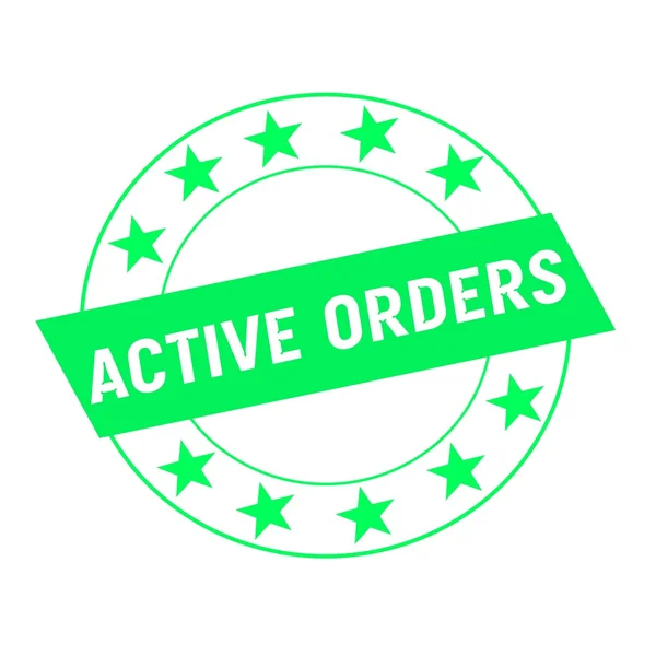 Active orders white wording on green Rectangle and Circle green stars — Stock Photo, Image
