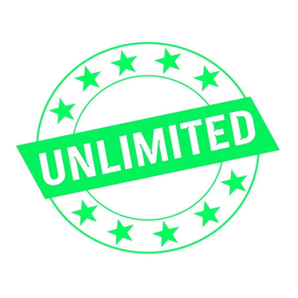 Unlimited white wording on green Rectangle and Circle green stars — Stock Photo, Image