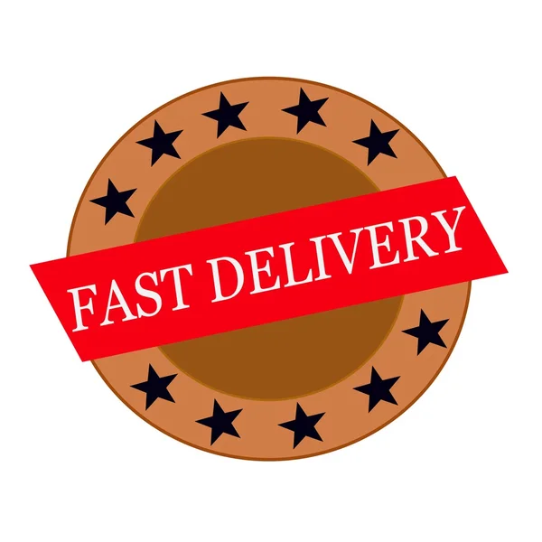 Fast delivery white wording on Red Rectangle and Circle brown stars — Stock Photo, Image