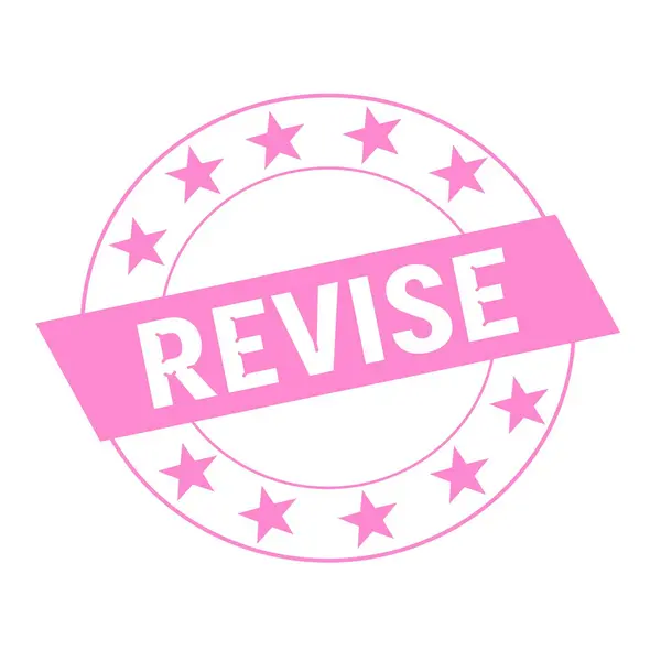 REVISE white wording on pink Rectangle and Circle pink stars — Stock Photo, Image