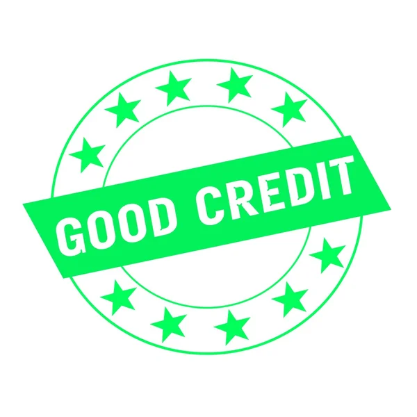 Buena redacción de crédito blanco en verde rectángulo y círculo estrellas verdes —  Fotos de Stock