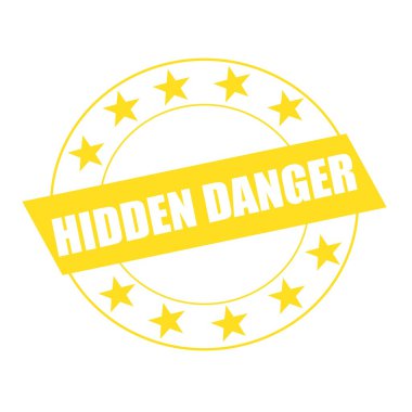 Gizli tehlike beyaz daire ve sarı dikdörtgen sarı yıldız ifadeler