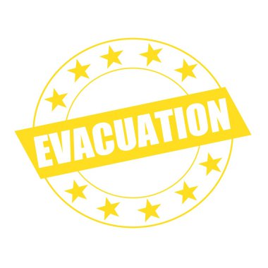 Daire ve sarı dikdörtgen sarı yıldız ifadeler tahliye beyaz