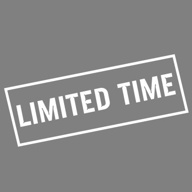 Sınırlı süre beyaz açıklamalarıyla dikdörtgen gri arka plan