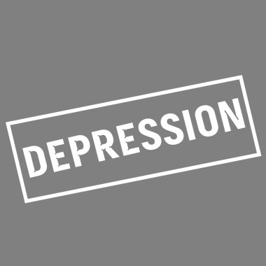 Dikdörtgen gri arka plan üzerinde beyaz depresyon ifadeler