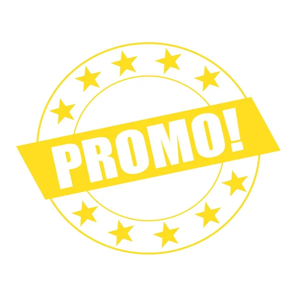 Promo white wording on yellow Rectangle and Circle yellow stars — Stock Photo, Image