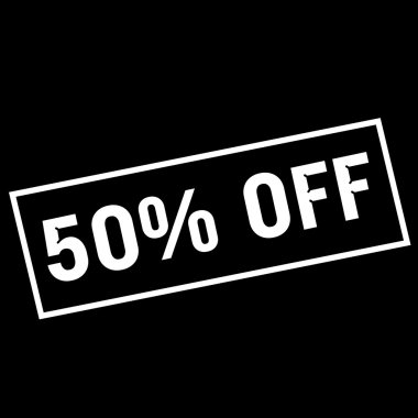 Dikdörtgen siyah arka plan üzerinde beyaz ifade kapalı % 50