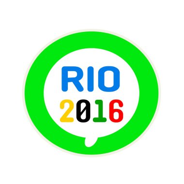 konuşma balonu üzerinde dairesel ifadeler rio 2016 renk beyaz