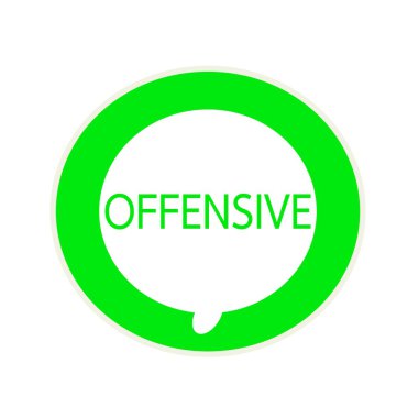 Saldırgan yeşil açıklamalarıyla dairesel beyaz konuşma balonu