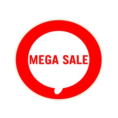 Mega Satılık kırmızı açıklamalarıyla dairesel beyaz konuşma balonu