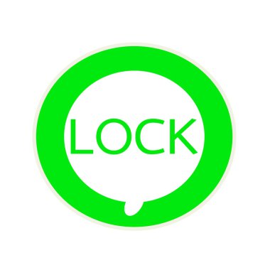 Kilit yeşil açıklamalarıyla dairesel beyaz konuşma balonu