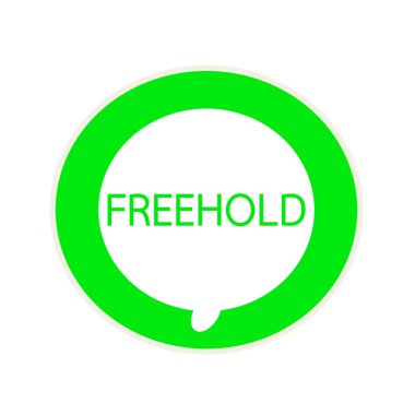 Mülk yeşil açıklamalarıyla dairesel beyaz konuşma balonu