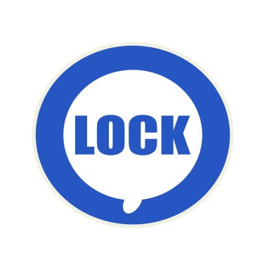 Kilit mavi açıklamalarıyla dairesel beyaz konuşma balonu