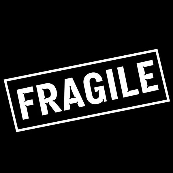 Fragile white wording on rectangle black background — Stock Photo, Image